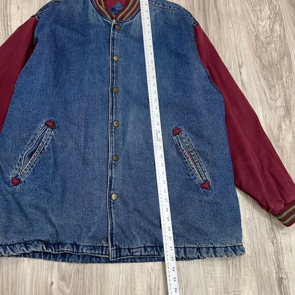 Vintage Eagles Ridge Outfitters XL Snap Up Blue/Red Denim Bomber Jacket - Picture 3 of 8